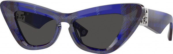 Burberry BE4421U Sunglasses, 411487 CHECK BLUE DARK GREY (BLUE)