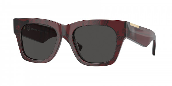 Burberry BE4424F Sunglasses, 411587 CHECK RED DARK GREY (RED)