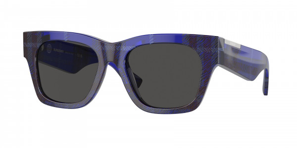 Burberry BE4424 Sunglasses, 411487 CHECK BLUE DARK GREY (BLUE)
