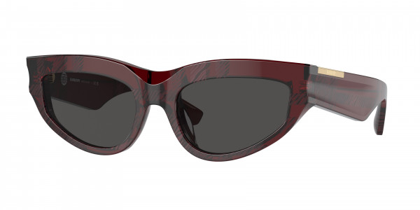 Burberry BE4425U Sunglasses, 411587 CHECK RED DARK GREY (RED)