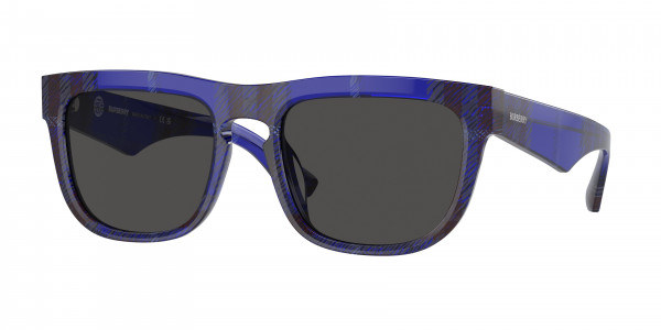 Burberry BE4431U Sunglasses, 411487 CHECK BLUE DARK GREY (BLUE)