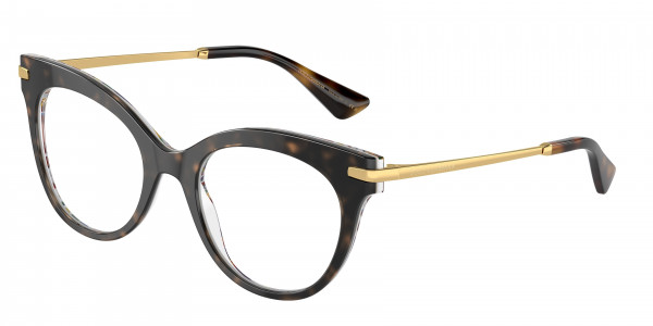 Dolce & Gabbana DG3392 Eyeglasses, 3217 HAVANA ON WHITE BARROW (TORTOISE)