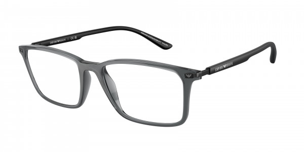 Emporio Armani EA3237F Eyeglasses, 6106 SHINY TRANSPARENT BLACK (TRANSPARENT)