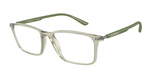Emporio Armani EA3237F Eyeglasses, 6107 SHINY TRANSPARENT GREEN (GREEN)