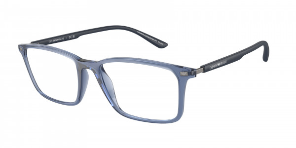 Emporio Armani EA3237F Eyeglasses, 6108 SHINY TRANSPARENT BLUE (BLUE)