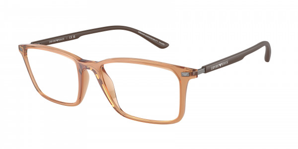 Emporio Armani EA3237F Eyeglasses, 6110 SHINY TRANSPARENT BROWN (BROWN)