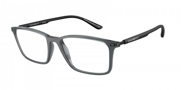 Emporio Armani EA3237 Eyeglasses, 6106 SHINY TRANSPARENT BLACK (TRANSPARENT)