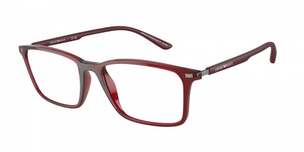 Emporio Armani EA3237 Eyeglasses, 6109 SHINY TRANSPARENT BORDEAUX (RED)