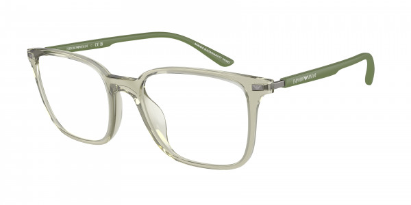 Emporio Armani EA3242U Eyeglasses, 6107 SHINY TRANSPARENT GREEN (GREEN)