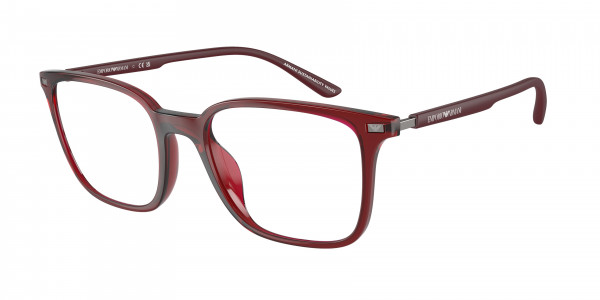 Emporio Armani EA3242U Eyeglasses, 6109 SHINY TRANSPARENT BORDEAUX (RED)