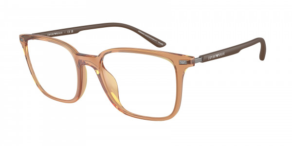 Emporio Armani EA3242U Eyeglasses, 6110 SHINY TRANSPARENT BROWN (BROWN)