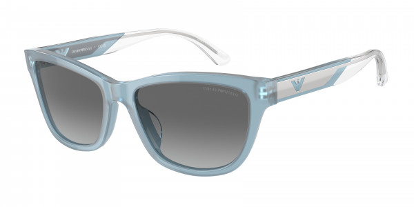 Emporio Armani EA4227U Sunglasses, 609611 SHINY OPALINE AZURE GREY GRADI (BLUE)