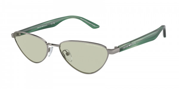 Emporio Armani EA2153 Sunglasses, 3010/2 SHINY GUNMETAL LIGHT GREEN (GREY)