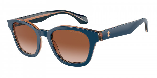 Giorgio Armani AR8207 Sunglasses, 608513 TOP BLUE/TRANSPARENT BROWN GRA (BLUE)