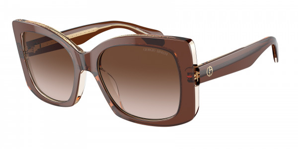 Giorgio Armani AR8208U Sunglasses, 609013 TOP TRANSPARENT BROWN/HONEY BR (BROWN)