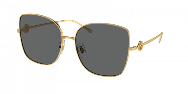 Tory Burch TY6106D Sunglasses, 334387 SHINY GOLD DARK GREY (GOLD)