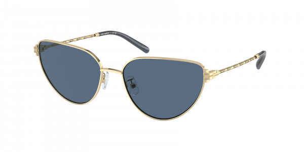 Tory Burch TY6110 Sunglasses, 334980 LIGHT GOLD DARK BLUE (GOLD)