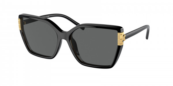 Tory Burch TY9076U Sunglasses, 196487 BLACK DARK GREY (BLACK)