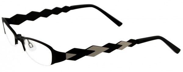 EasyClip EC111 Eyeglasses, SATIN BLACK AND SILVER