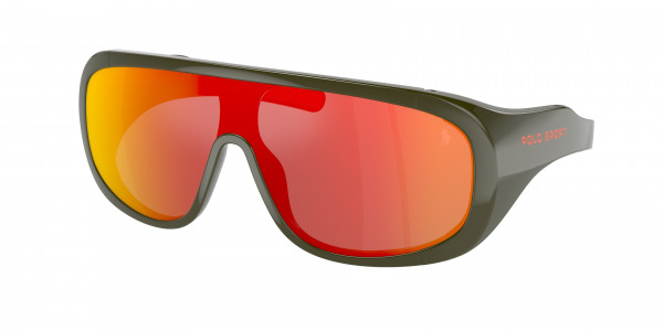 Polo PH4215U Sunglasses, 52166Q SHINY OLIVE ORANGE MIRROR RED (GREEN)