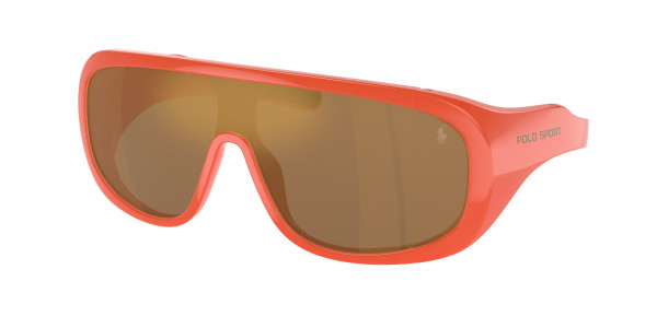 Polo PH4215U Sunglasses, 6100F9 SHINY ORANGE BROWN MIRROR BRON (ORANGE)