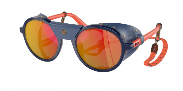 Polo PH4216QU Sunglasses, 56206Q SHINY NAVY BLUE MIRROR RED (BLUE)