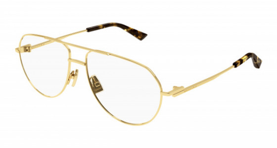 Bottega Veneta BV1302O Eyeglasses, 001 - GOLD with TRANSPARENT lenses