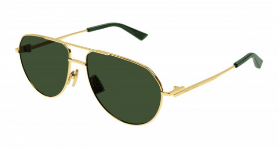 Bottega Veneta BV1302S Sunglasses, 003 - GOLD with GREEN lenses