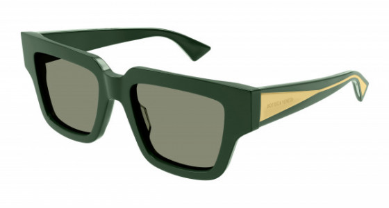 Bottega Veneta BV1276S Sunglasses, 003 - GREEN with CRYSTAL temples and GREEN lenses