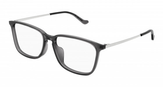Gucci GG1609OA Eyeglasses, 003 - GREY with SILVER temples and TRANSPARENT lenses