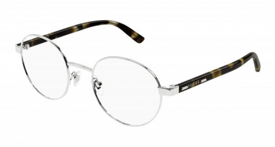 Gucci GG1585O Eyeglasses, 002 - SILVER with HAVANA temples and TRANSPARENT lenses