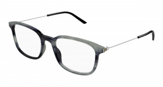 Gucci GG1577O Eyeglasses, 007 - GREY with SILVER temples and TRANSPARENT lenses