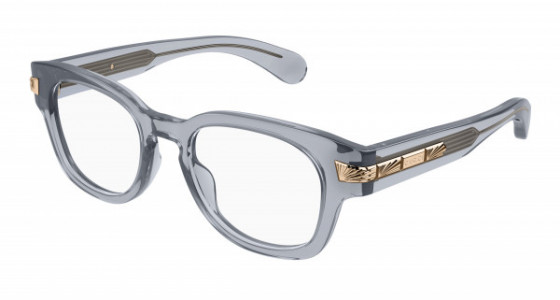 Gucci GG1518O Eyeglasses, 003 - GREY with TRANSPARENT lenses