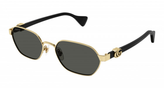 Gucci GG1593S Sunglasses, 001 - GOLD with BLACK temples and GREY lenses