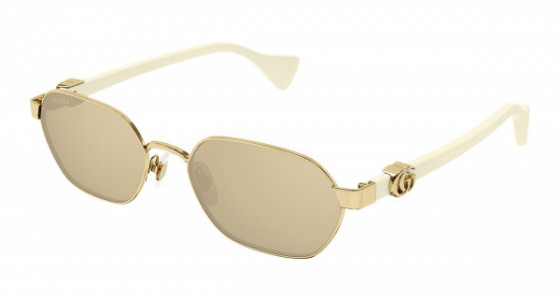 Gucci GG1593S Sunglasses, 002 - GOLD with IVORY temples and PINK lenses