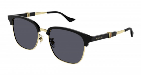 Gucci GG1499SK Sunglasses, 001 - GOLD with BLACK temples and GREY lenses