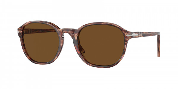 Persol PO3343S Sunglasses, 120957 STRIPED BORDEAUX POLAR BROWN (RED)