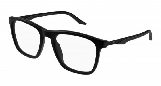 Puma PU0454O Eyeglasses, 002 - BLACK with TRANSPARENT lenses