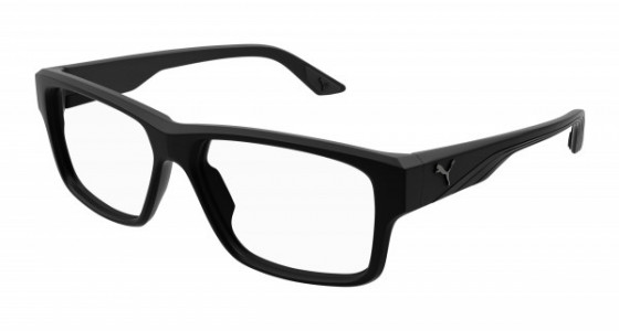 Puma PU0446O Eyeglasses, 002 - BLACK with TRANSPARENT lenses