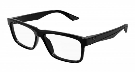 Puma PU0444O Eyeglasses, 001 - BLACK with TRANSPARENT lenses