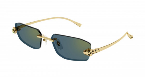 Cartier CT0474S Sunglasses, 003 - GOLD with GREEN lenses