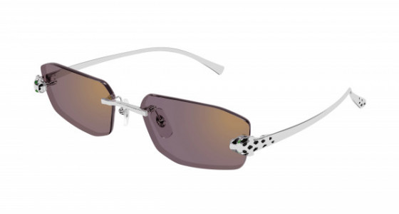Cartier CT0474S Sunglasses, 004 - SILVER with VIOLET lenses