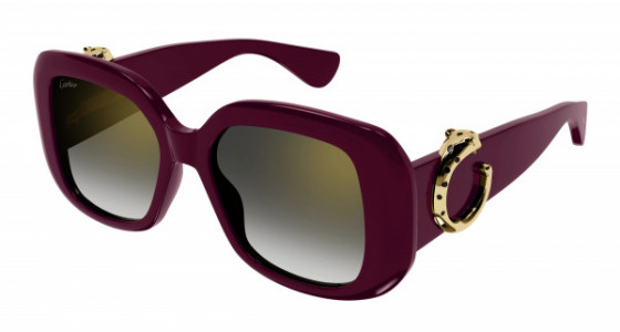 Cartier CT0471S Sunglasses, 004 - BURGUNDY with GREY lenses