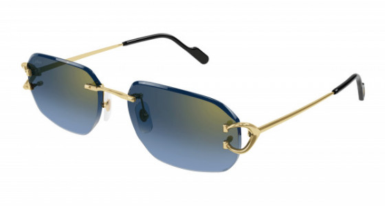 Cartier CT0468S Sunglasses, 002 - GOLD with BLUE lenses
