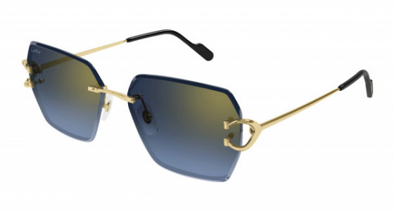 Cartier CT0466S Sunglasses, 002 - GOLD with BLUE lenses