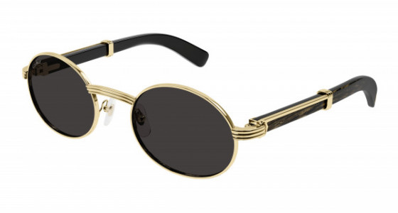 Cartier CT0464S Sunglasses, 001 - GOLD with BLACK temples and GREY lenses