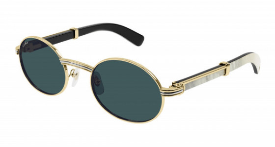 Cartier CT0464S Sunglasses, 003 - GOLD with WHITE temples and GREEN lenses