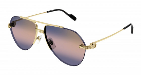 Cartier CT0427S Sunglasses, 004 - GOLD with BLUE lenses