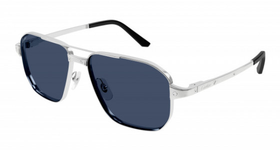 Cartier CT0424S Sunglasses, 004 - SILVER with BLUE polarized lenses