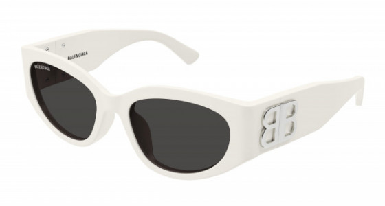 Balenciaga BB0324SK Sunglasses, 004 - WHITE with GREY lenses